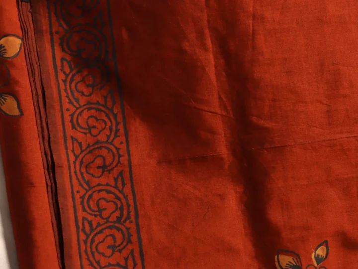 South Cotton Saree – Terracotta & Rust Orange