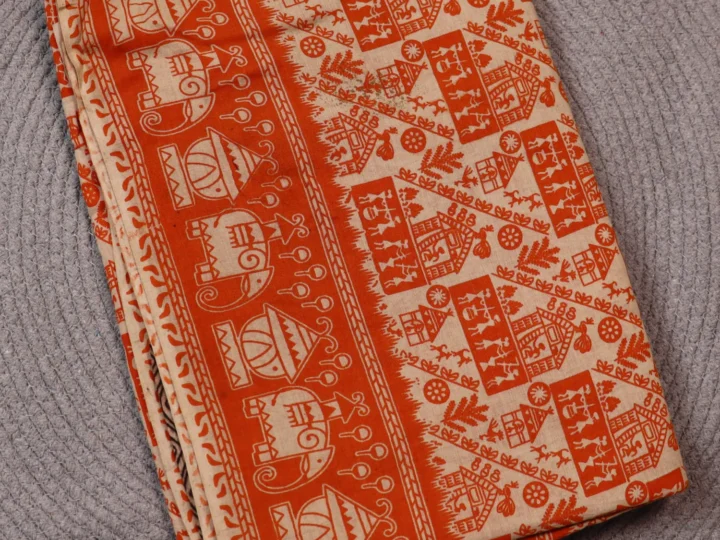 Kalamkari Saree – Burnt Orange Warli