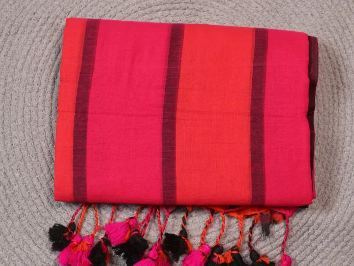 Mul Cotton Magenta Red and Black Body Stripe