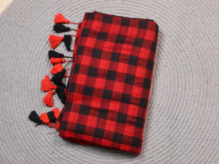 Mul Cotton Check Body Red and Black