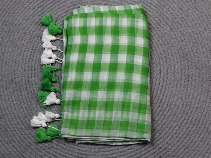Mul Cotton Medium Check Body Dark Green and White