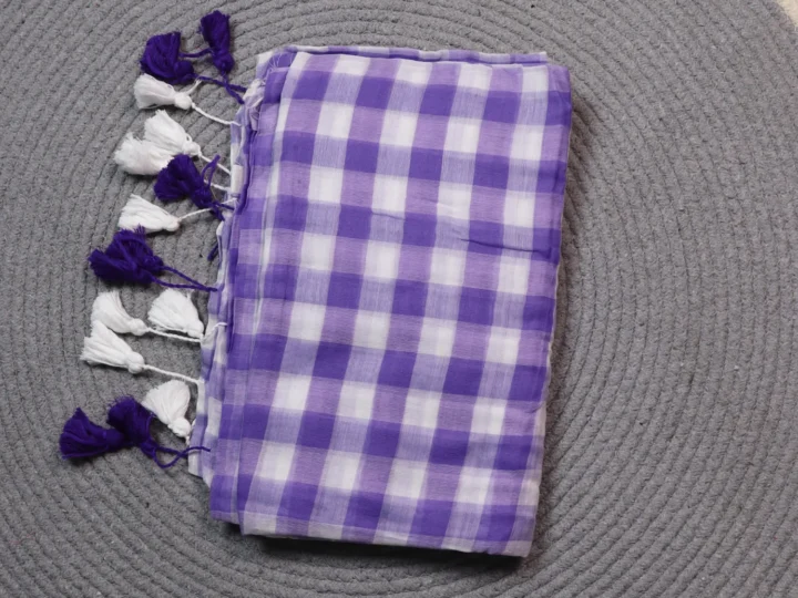 Mul Cotton Check Body Lavender and White