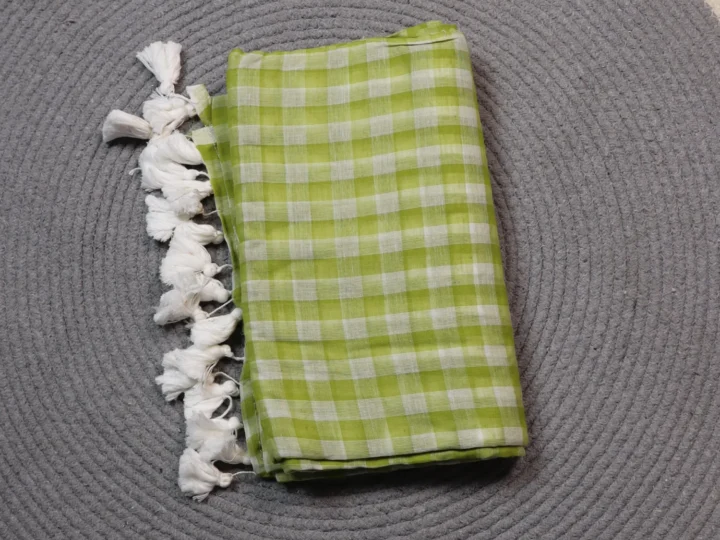 Mul Cotton Small Check Body Lime Green and White