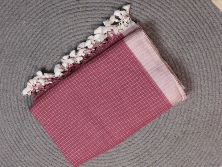 Mul Cotton Micro Check Onion Pink Body and White