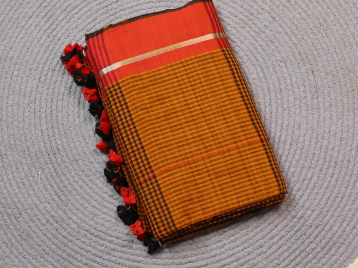Mul Cotton Micro Check Yellow Black Red and Silver