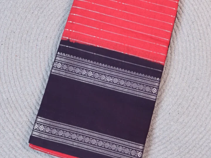 Carmine Red Body with Elderberry Border and Silver Velthari Stripes