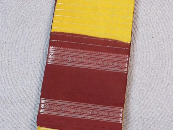 Old Gold Body with Dark Maroon Border and Leaf Chain Silver Velthari Stripes
