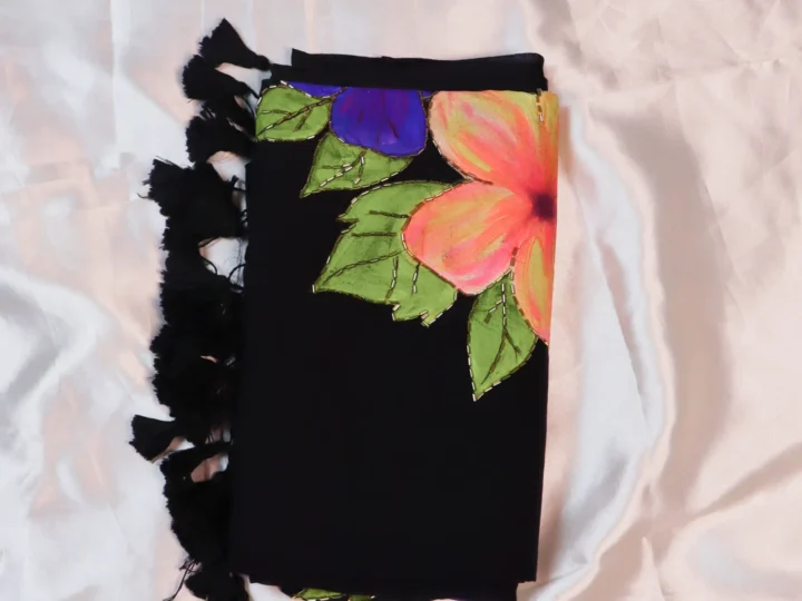 Premium Cotton Black Body with Handpaint & Kardana Work