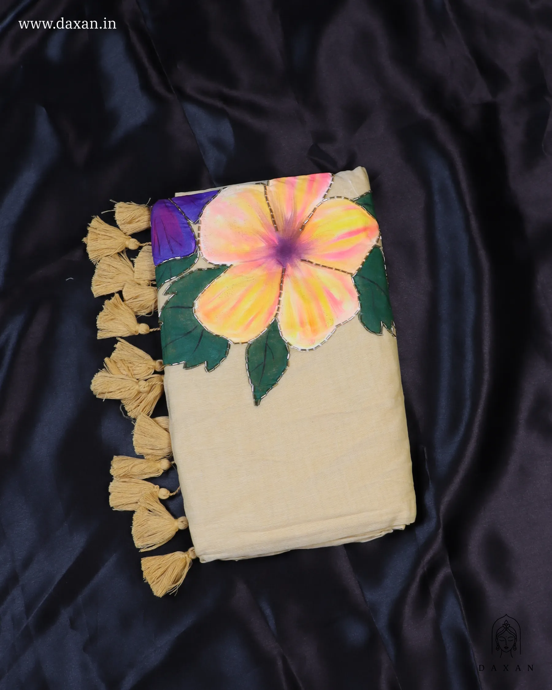 Premium Cotton Beige Body with Handpaint & Kardana Work