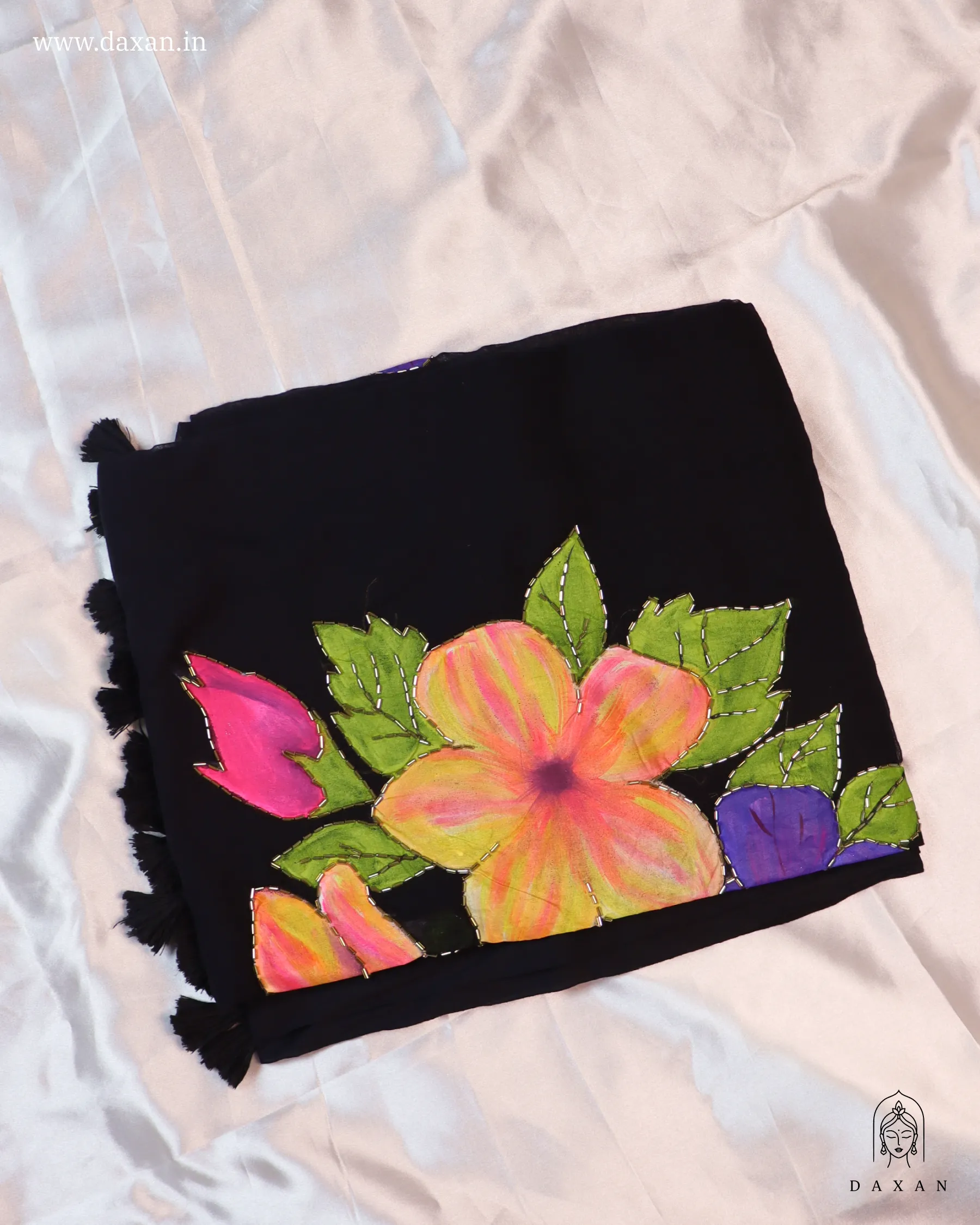 Premium Cotton Black Body with Handpaint & Kardana Work - Image 2