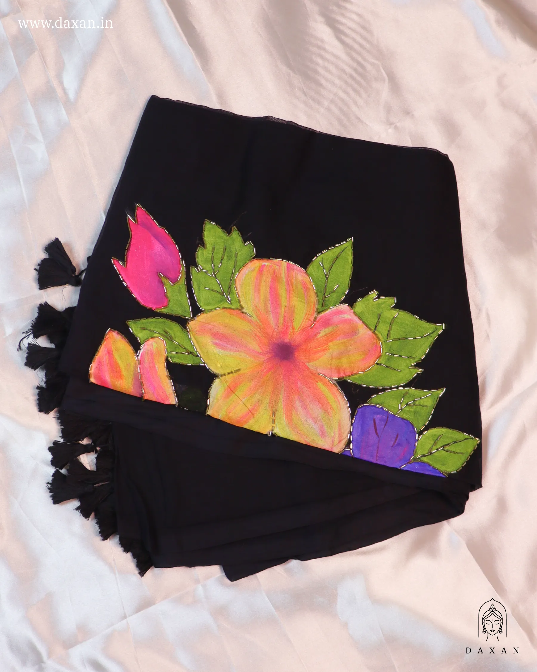 Premium Cotton Black Body with Handpaint & Kardana Work - Image 3